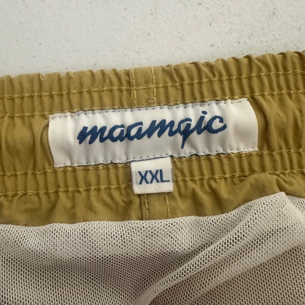 Maamgic Mens XXL Swim Trunks Drawstring Waist Shorts‎ Mustard Beach Summer